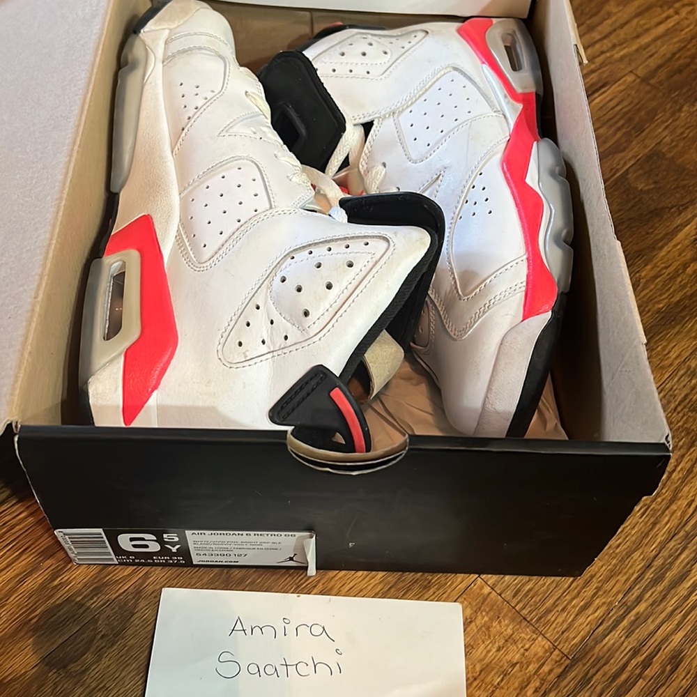 Jordan white infrared 6 size 6.5